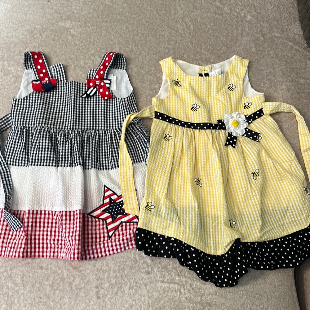 2 cute summer dresses. Light weight waffle material. Both are size 2T.